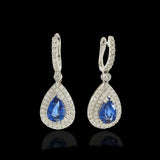 18KT White Gold Blue Sapphire and Diamond Pear Drop Earrings