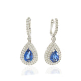 18KT White Gold Blue Sapphire and Diamond Pear Drop Earrings