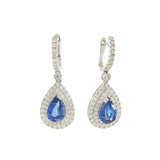18KT White Gold Blue Sapphire and Diamond Pear Drop Earrings