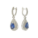 18KT White Gold Blue Sapphire and Diamond Pear Drop Earrings