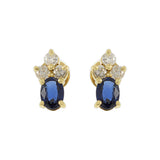 18KT Yellow Gold Blue Sapphire and Diamond Earrings