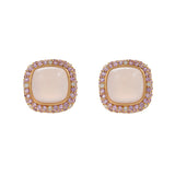 18KT Rose Gold Clip Earrings with Rose Quartz, Pink Sapphire, and Diamond Accents