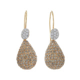 18KT Rose Gold Champagne and White Diamond Drop Earrings