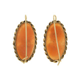 Antique Victorian Era 14KT Yellow Gold Portrait Cameo Earrings