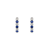 14KT White Gold Blue Sapphire And Diamond Hoop Earrings