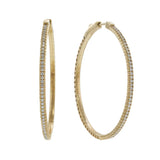 14KT Yellow Gold 45mm Diamond Flex Hoop Earrings