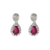 14KT White Gold Ruby and Diamond Earrings