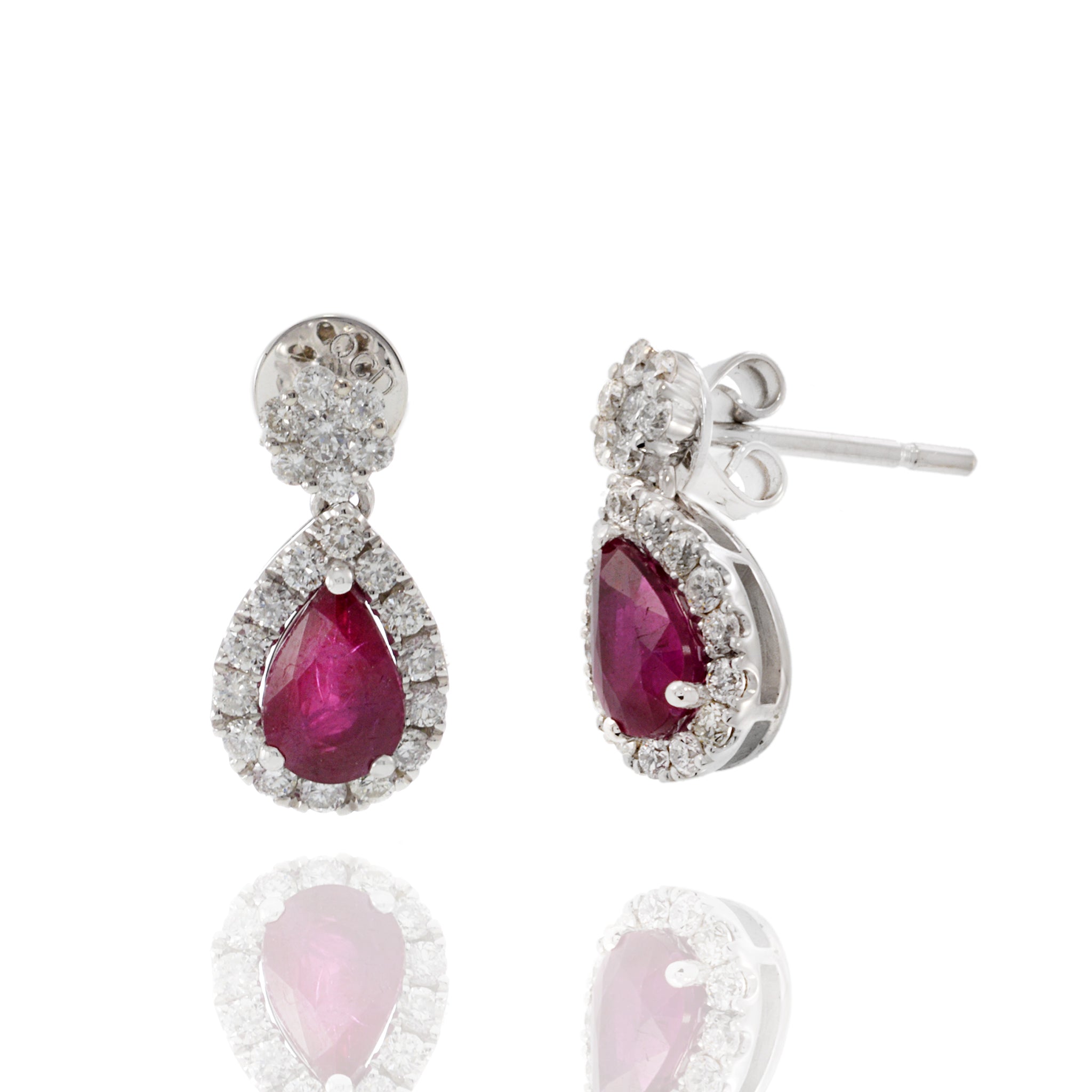 14KT White Gold Ruby and Diamond Earrings