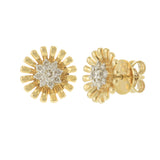 14KT Yellow Gold Daisy Diamond Earrings