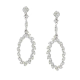 14KT White Gold Oval Reef Diamond Drop Earrings
