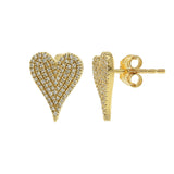 14KT Yellow Gold Pave Heart Diamond Earrings