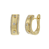 14KT Yellow Gold Bezel Set Diamond Huggie Hoop Earrings