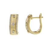 14KT Yellow Gold Bezel Set Diamond Huggie Hoop Earrings
