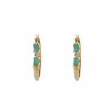 10KT Yellow Gold Emerald Hoop Earrings Emeralds