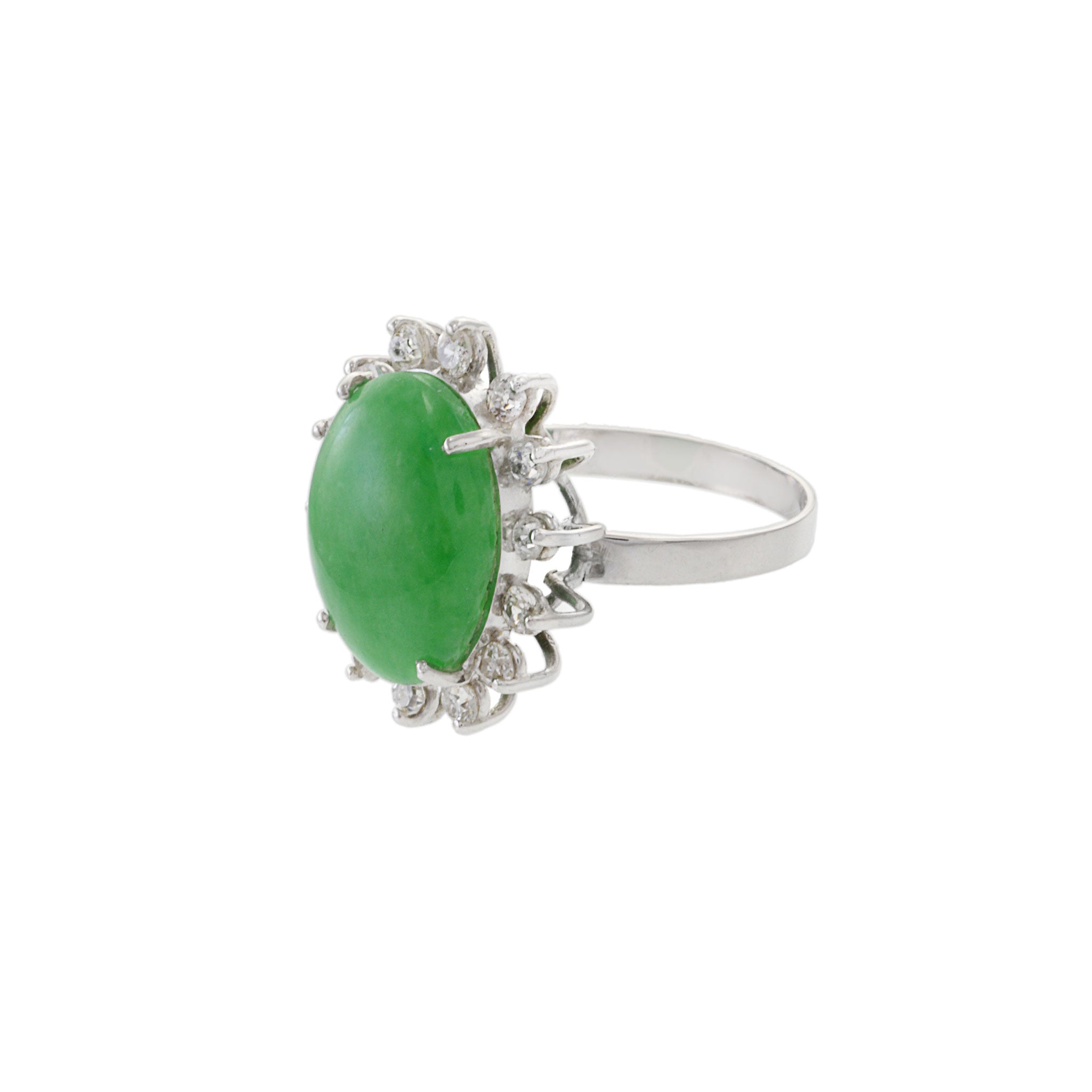 Vintage Jade And Diamond Ring