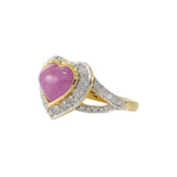 18KT Yellow Gold AIG Certified Burma Ruby Heart Ring with Diamonds