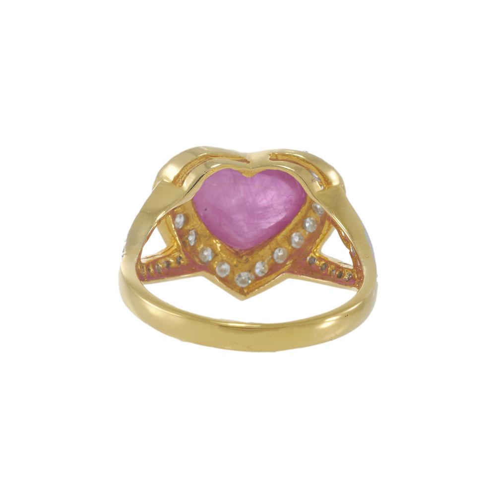 18KT Yellow Gold AIG Certified Burma Ruby Heart Ring with Diamonds