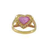 18KT Yellow Gold AIG Certified Burma Ruby Heart Ring with Diamonds