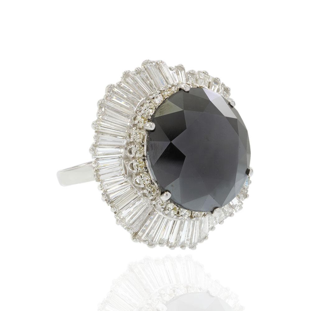 Vintage Retro Period 29.55CT Black Diamond GIA Certified Platinum Ring/Pendant