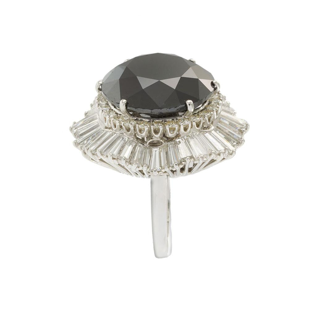 Vintage Retro Period 29.55CT Black Diamond GIA Certified Platinum Ring/Pendant