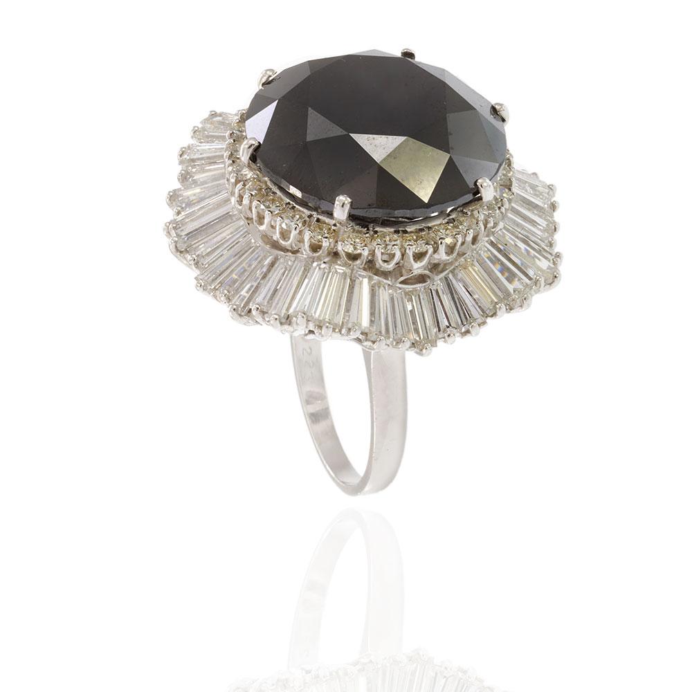 Vintage Retro Period 29.55CT Black Diamond GIA Certified Platinum Ring/Pendant