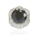 Vintage Retro Period 29.55CT Black Diamond GIA Certified Platinum Ring/Pendant