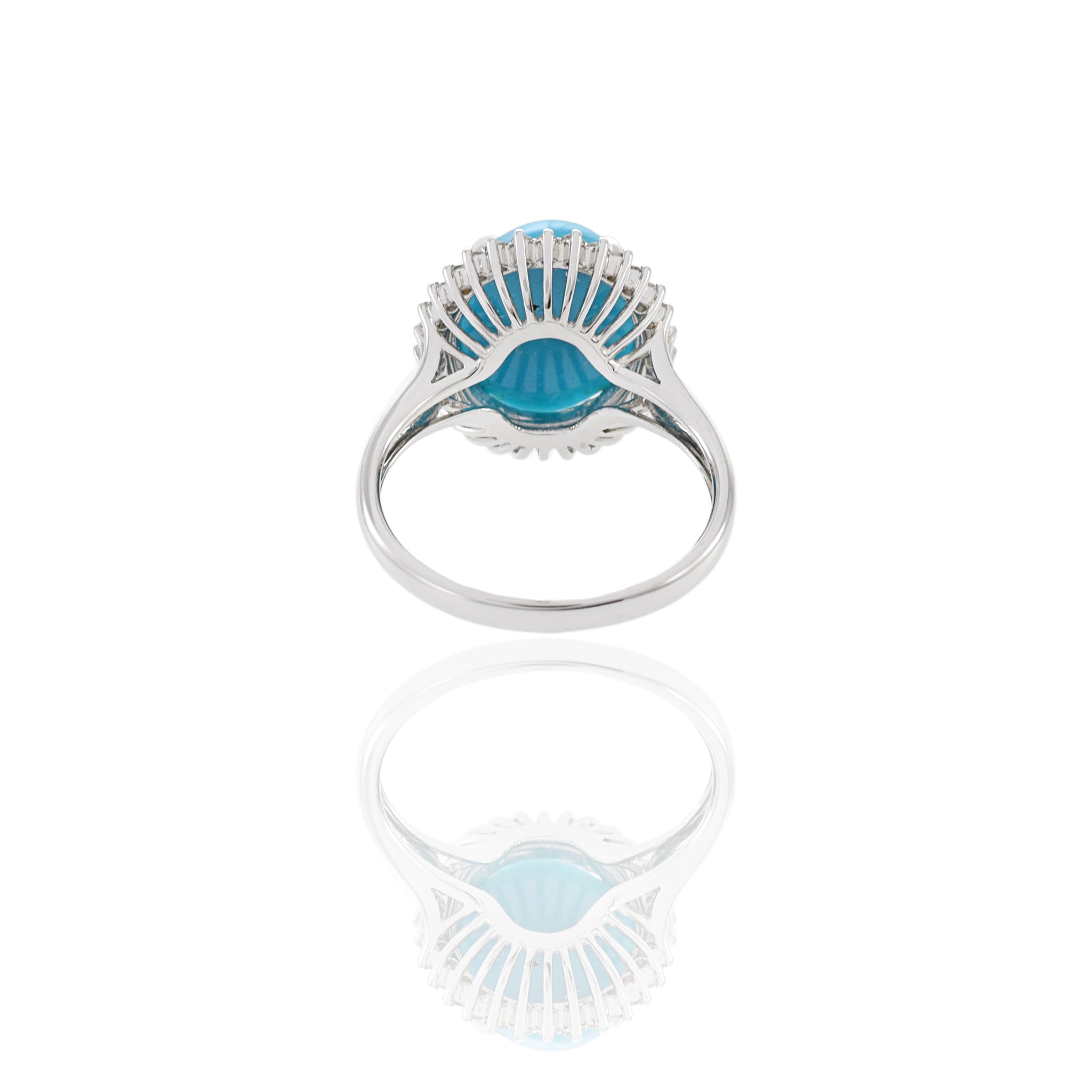 18KT White Gold Turquoise And Diamond Ring