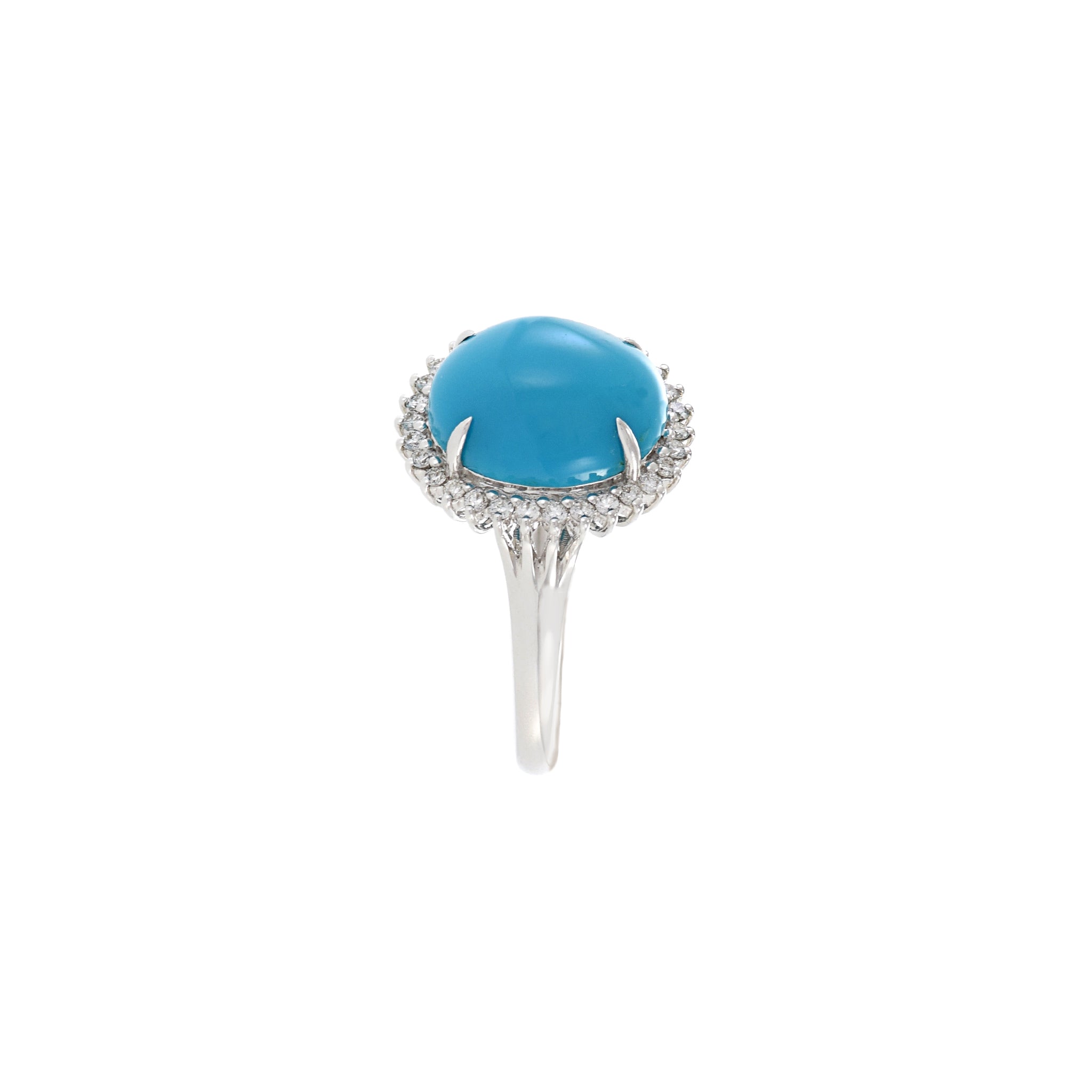 18KT White Gold Turquoise And Diamond Ring