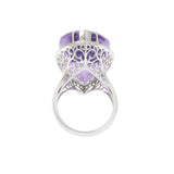 18KT White Gold Marquise Amethyst Cocktail Ring with Diamond Halo