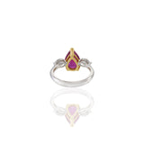 18KT Two-Tone Gold Pear Shaped Ruby And Diamond Ring