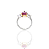 18KT Two-Tone Gold Pear Shaped Ruby And Diamond Ring