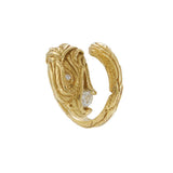 18KT Yellow Gold Vintage Eagle Wrap Diamond Ring