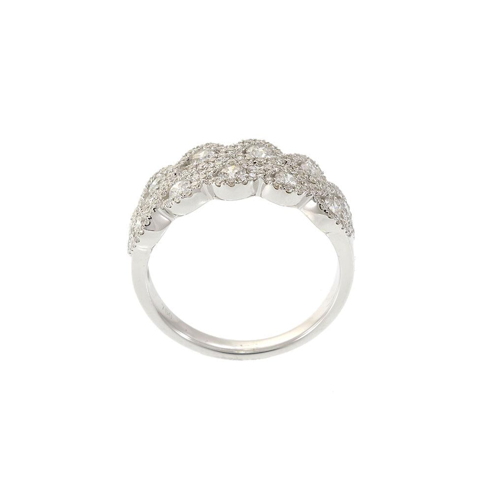 18KT White Gold Double Row Halo Diamond Band