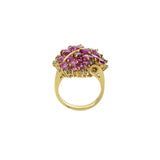 Estate 18KT Yellow Gold Pink Sapphire And Diamond Ring