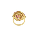 Estate 18KT Yellow Gold Pink Sapphire And Diamond Ring