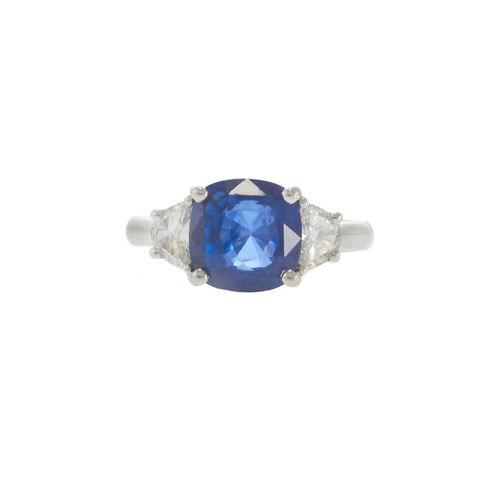 18KT White Gold Ceylon Sapphire and Diamond Ring