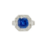 Platinum Ceylon Sapphire and Diamond Ring
