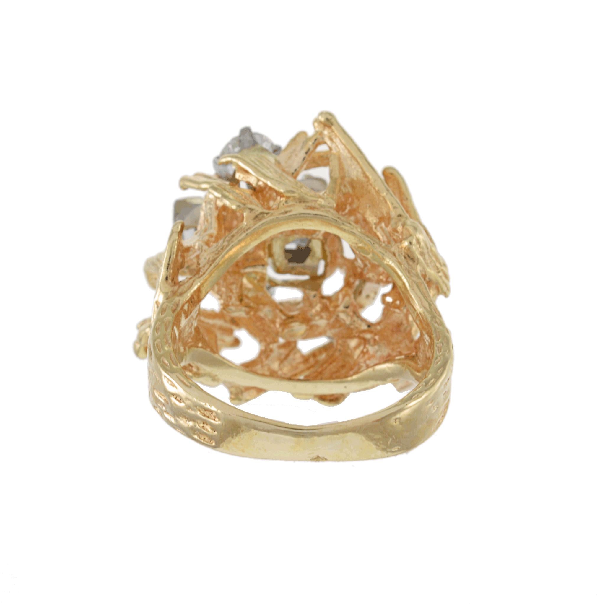 Circa 1970 14KT Yellow Gold Emerald Cut Diamond Ring