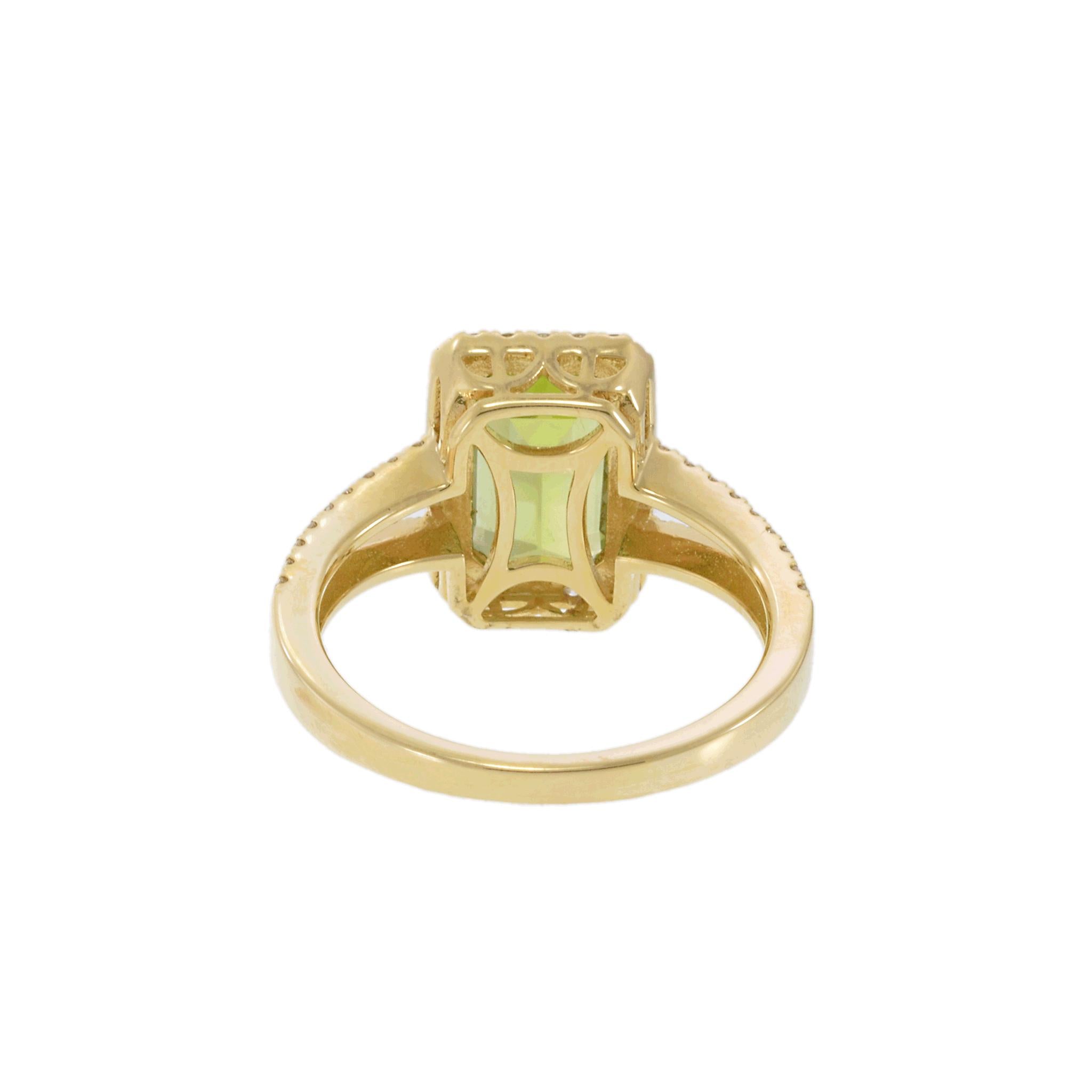 14KT Yellow Gold Peridot and Diamond Ring
