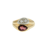 Vintage Garnet & Diamond Ring in 14K Yellow Gold