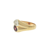 Vintage Garnet & Diamond Ring in 14K Yellow Gold