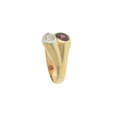 Vintage Garnet & Diamond Ring in 14K Yellow Gold