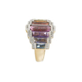 Retro Era Multi-Gem and Diamond Cocktail Ring in 14K Yellow Gold