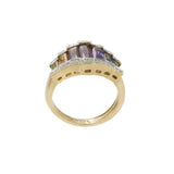Retro Era Multi-Gem and Diamond Cocktail Ring in 14K Yellow Gold