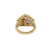 Retro Era Multi-Gem and Diamond Cocktail Ring in 14K Yellow Gold