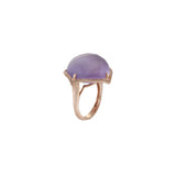 Estate Effy 14KT Rose Gold Faceted Cabochon Purple Amethyst and Diamond Cocktail Ring