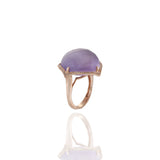 Estate Effy 14KT Rose Gold Faceted Cabochon Purple Amethyst and Diamond Cocktail Ring