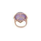 Estate Effy 14KT Rose Gold Faceted Cabochon Purple Amethyst and Diamond Cocktail Ring