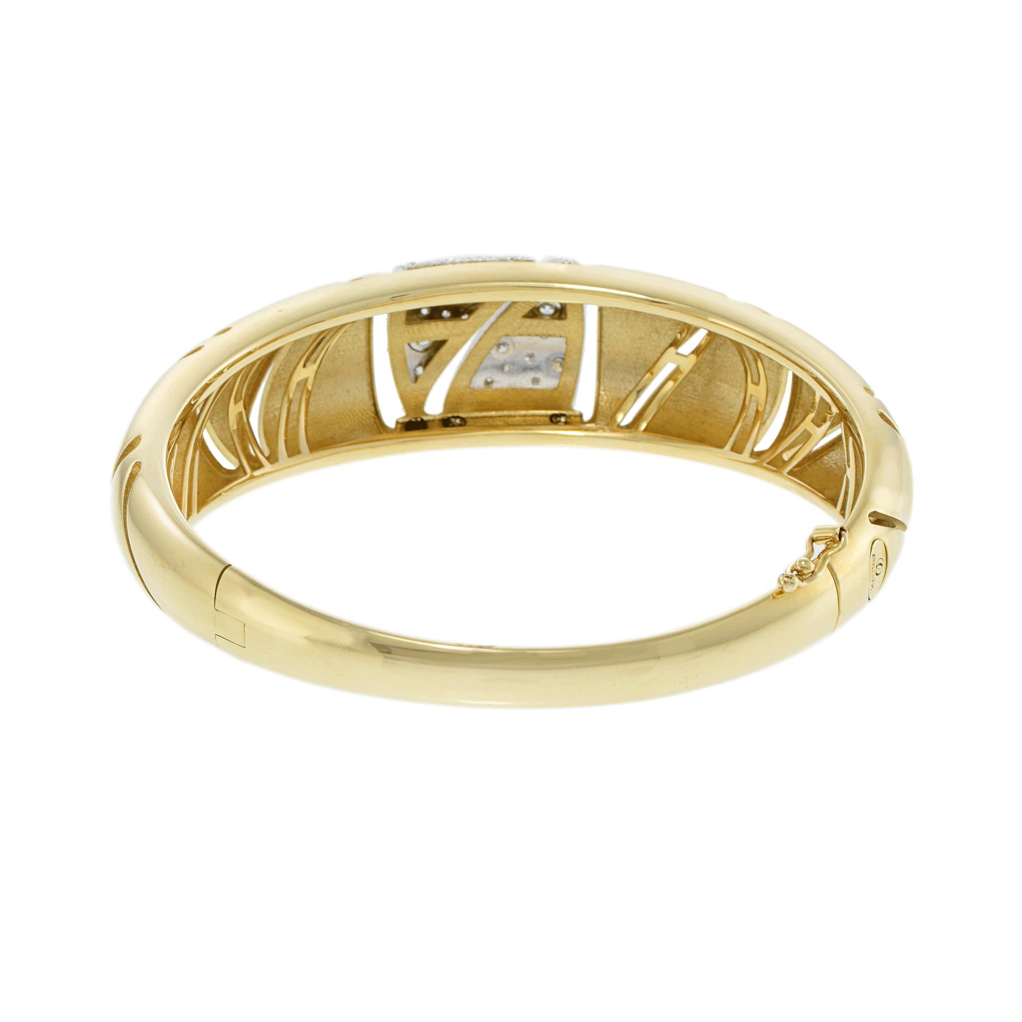 14KT Yellow Gold Diamond Accent Design Bangle