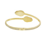 14KT Yellow Gold Double Snake Head Diamond Bangle with Emerald Eyes